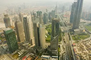 Aerial view from Oriental Pearl Tower of Lujiazui Finance and Trade zone