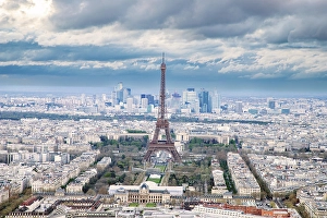 Eiffel Prints: Aerial view of Paris with Eiffel Tower, Paris, France