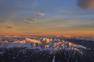 Masino Valley Prints: Aerial view of peak Scalino at sunset, Masino Valley, Valtellina, Lombardy, Italy, Europe
