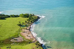Aerial view of Pointe Allegre (the northest headland of Basse-Terre), Grand Cul-de-sac Marin, Sainte-Rose, Basse-Terre, Guadeloupe