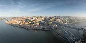 Porto District Prints: Aerial view of Porto at dawn, UNESCO World Heritage Site, Porto, Norte, Portugal, Europe