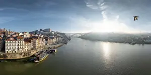 Connections Prints: Aerial view of Porto at dawn, UNESCO World Heritage Site, Porto, Norte, Portugal, Europe
