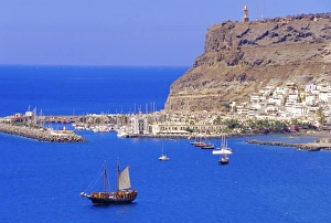 Canary Island Prints: Aerial view of Puerto de Mogan