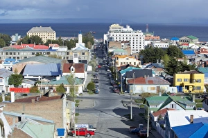 Punta Arenas Prints: Aerial view of Punta Arenas, Patagonia, Chile, South America