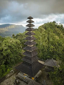 Bali Prints: Aerial view of Pura Bukit Sangkan Gunung, Sidemen, Bali, Indonesia, Southeast Asia, Asia