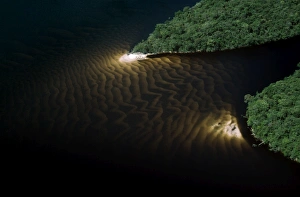 Rain Forest Prints: Aerial view of Rain Forest, Caroni River with sandbars, Venezuela, South America