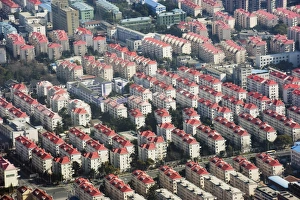 Images Dated 24th January 2009: Aerial view of residential housing estate in Pudong area of Shanghai, China, Asia