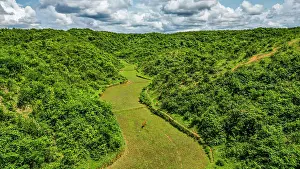 Farmers Prints: Aerial view reveals the lush green landscape of the tea region in Sreemangal