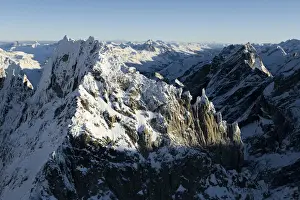 Val Bregaglia Prints: Aerial view of rock pinnacles of majestic Sciora di Dentro mountain, Val Bregaglia