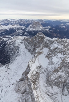 Aerial view of the rocky peaks of Monte Civetta, Ampezzo, Dolomites, Province of Belluno
