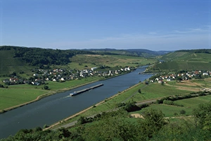 Rheinland Pfalz Prints: Aerial view of the Saar River near Saarburg