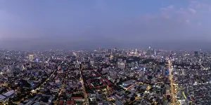 Bustling Prints: Aerial view of Saigon at dusk, Ho Chi Minh City, Vietnam