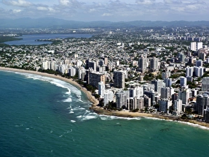 Puerto Rico Prints: Aerial view of San Juan, Puerto Rico, West Indies, Caribbean, Central America