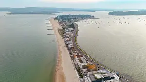 Sand Dune Prints: Aerial view of Sandbanks, a narrow spit of land extending into Poole Harbour