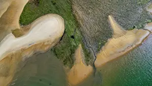 Ecology Prints: Aerial view of sandy wetlands with water and land formations near Olhao