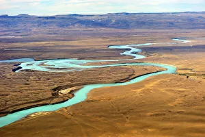 Iconic Landmark Prints: Aerial view of the Santa Cruz River around El Calafate