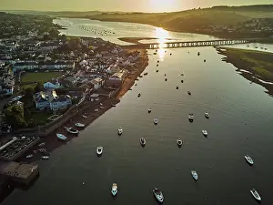 An aerial view of Shaldon, a popular village on the shore of the estuary of the River Teign, near Teignmouth, on the south coast of Devon, England, United Kingdom, Europe