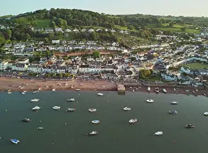 An aerial view of Shaldon, a popular village on the shore of the River Teign estuary, near Teignmouth, south coast of Devon, England, United Kingdom, Europe
