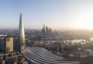 Cityscapes Prints: Aerial View of The Shard and City of London, London, England, United Kingdom, Europe