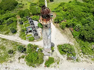 Land Prints: Aerial view showing Kovalim lighthouse and surrounding landscape in Tamil region of Jaffna district