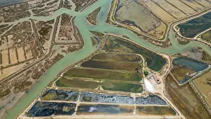 Ecology Prints: Aerial view showing saltpans, water channels