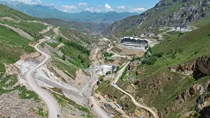 Health Prints: Aerial view shows Istisu hot springs and new resort in Qarabaqh region of Azerbaijan surrounded by mountains and nature