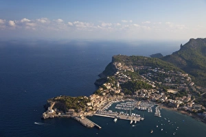 Images Dated 12th September 2009: Aerial view of Soller harbour and northern coastline of Majorca in early morning in summer