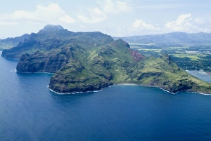 Kauai Prints: Aerial view of the south coast of the island of Kauai