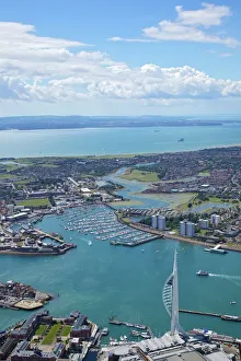 Quay Prints: Aerial view of the Spinnaker Tower and Gunwharf Quays