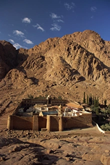 Aerial view over St. Catherines Monastery, UNESCO World Heritage Site, Egypt