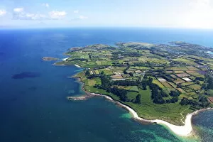 Isles Of Scilly Collection: Aerial view of St. Marys island, Isles of Scilly, England, United Kingdom, Europe