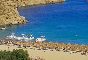 Mikonos Prints: Aerial view of Super Paradise beach