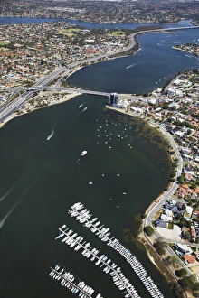 Swan River Prints: Aerial view of Swan River, Perth, Western Australia, Australia, Pacific