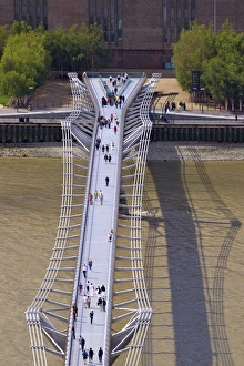 Millennium Bridge Prints: Aerial view of Tate Modern and Millennium Bridge