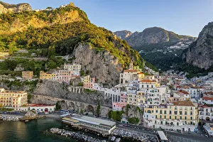Amalfi Prints: Aerial view of the town at sunrise