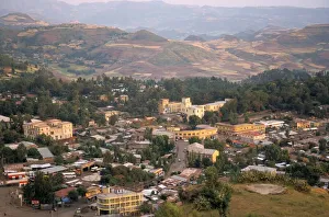 Ethiopia Prints: Aerial view of the town taken from Goha Hotel, Gondar, Ethiopia, Africa