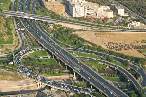 Motorway Prints: Aerial view of yet another traffic jam, Tehran, Iran, Middle East
