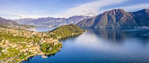 Lake Como Prints: Aerial view of Tremezzina villages in autumn, Lake Como, Lombardy, Italian Lakes, Italy
