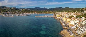 Inlet Prints: Aerial view of turquoise sea and Port d'Andratx