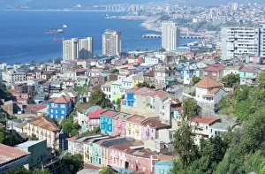 Roof Top Prints: Aerial view of Valparaiso, Valparaiso, Chile, South America