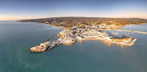 Vieste Prints: Aerial view of Vieste at sunrise in summer, Foggia province, Gargano National Park