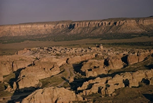 Aerial view over the village of Acoma Pueblo