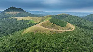 Domes Prints: Aerial view of volcanic domes in Chaine de Puys