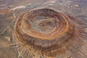 Aerial view, Volcano in Parque Natural de los Volcanes, Timanfaya, Lanzarote