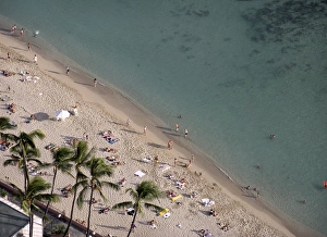 Hawaii Prints: Aerial view of Waikiki Beach