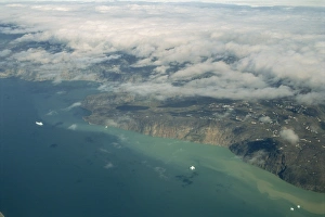 Aerial view of the west coast of Greenland
