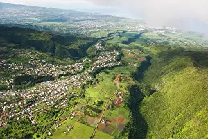 Reunion Prints: Aerial view over the West Coast, Reunion