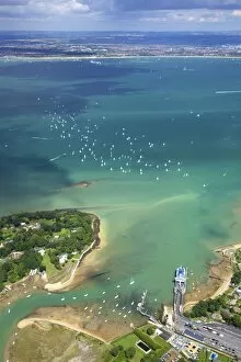 Isle Of Wight Collection: Aerial view of yachts racing in Cowes Week on the Solent, Isle of Wight, England, United Kingdom