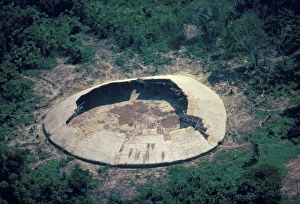 Brazilian Prints: Aerial view of a Yanomami yano near Tooto Tobi, Brazil, South America