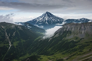 Aerial of Vilyuchinsk volcano, Kamchatka, Russia, Eurasia